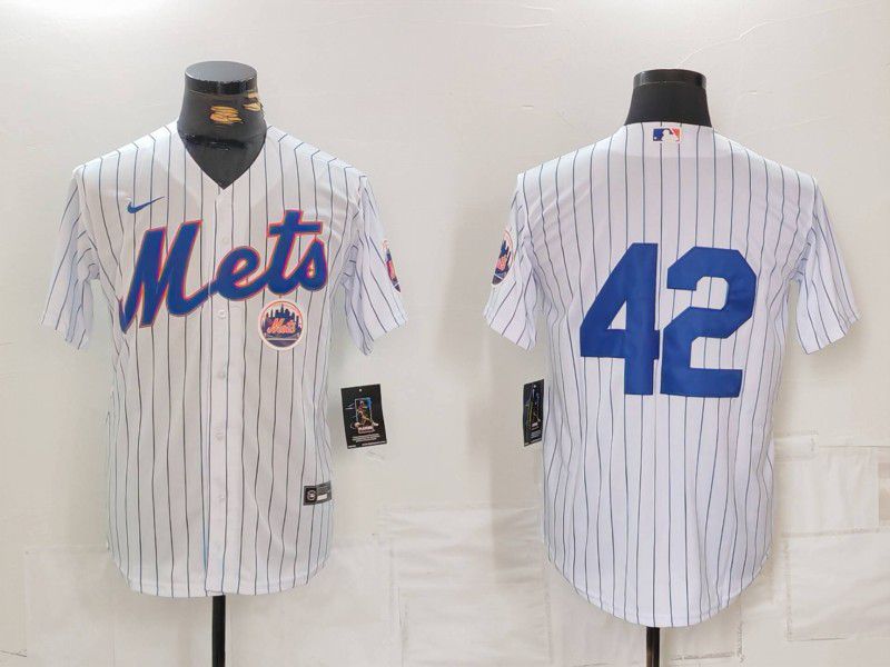 Men New York Mets #42 No Name White Stripe Game 2024 Nike MLB Jersey style 2->new york mets->MLB Jersey